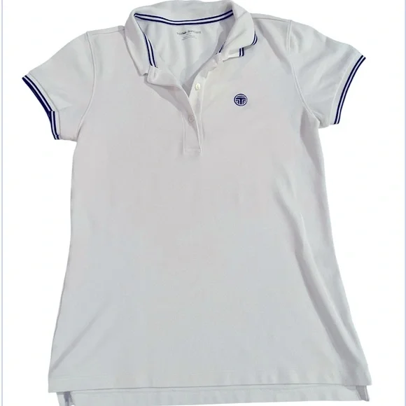 TORY BURCH TECH PIQUÉ POLO Billie Jean King Collection XS - Picture 3 of 9